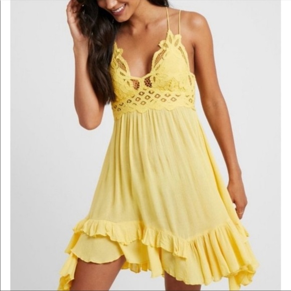 Free People deep yellow della mini slip Dress - Picture 2 of 9